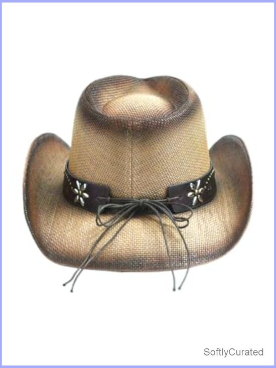 Straw Cowgirl Hat Wide Brim Western Boho Sun Hat